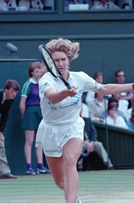 Framed Print : Steffi Graf pictured. Steffi Graf beats current 6 times defending champion