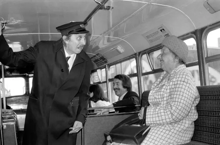 Framed Print : Stephen Lewis (Actor) seen here in the role of bus inspector Blakey from iOn the busesI