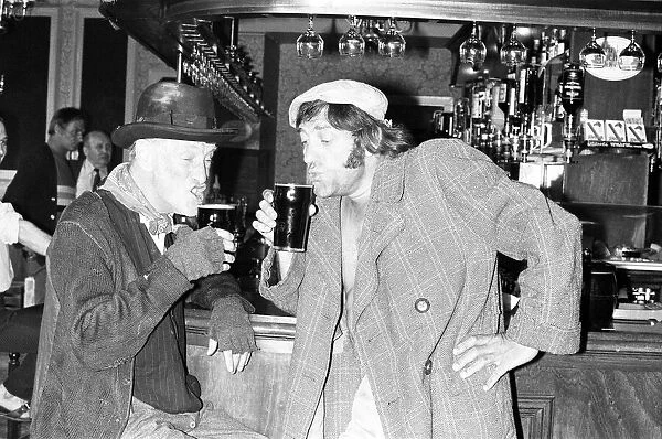 Steptoe and Son actors enjoy a pint in local pub, during break in filming of the BBC