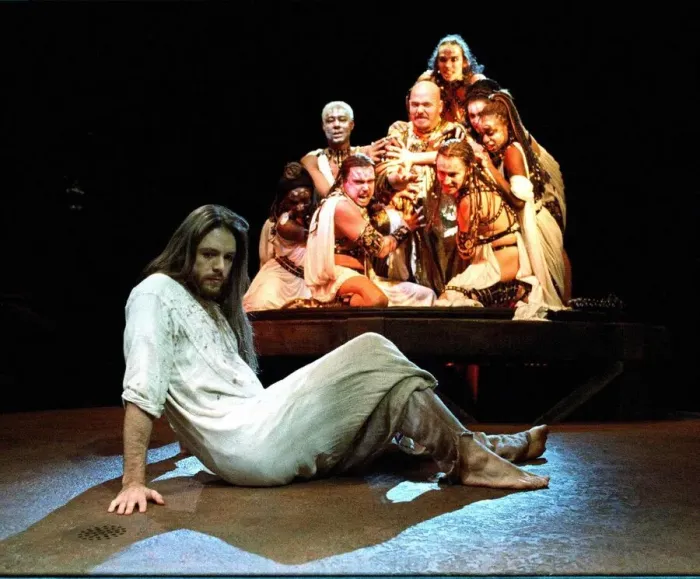 Framed Print : Steve Balsamo Actor as Jesus and the cast of Jesus Christ Superstar at the Lyceum Theatre