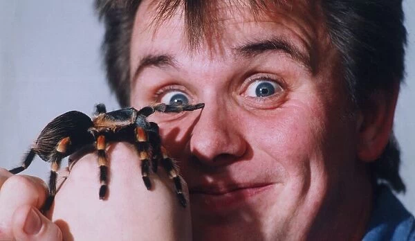 Steve Bristow with his tarantula spider. 20th October 1993