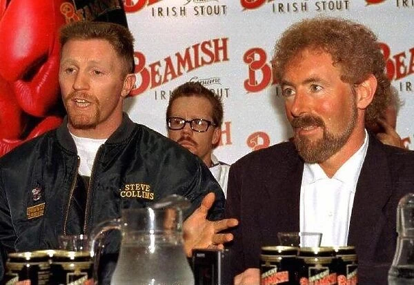 Steve Collins with hypnotist Tony Quinn at press conference