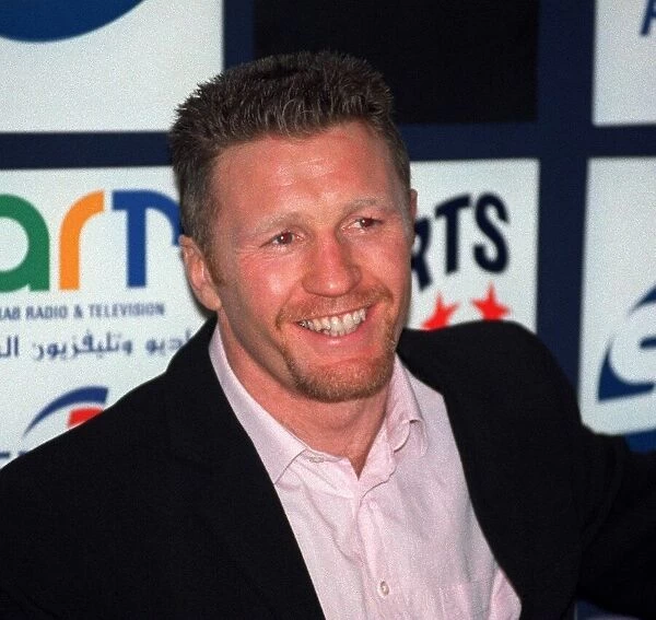 Steve Collins Irish Boxer talks to the press at a News Press Conference about his fight