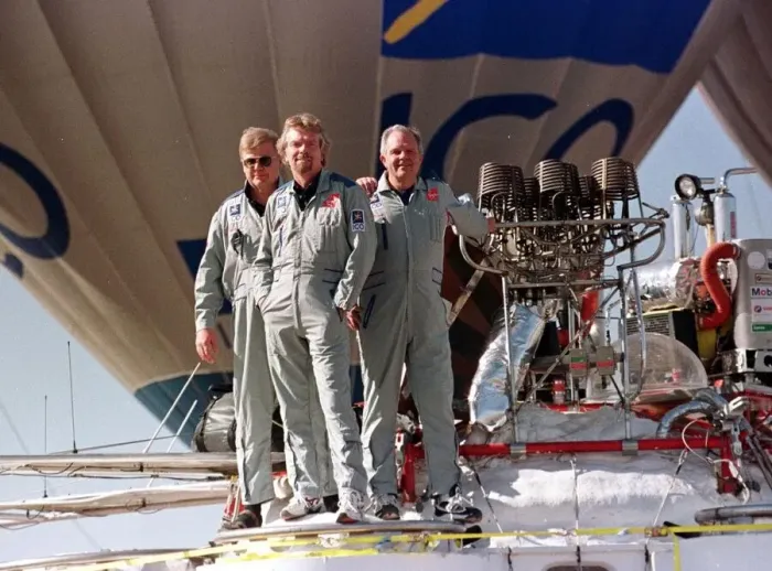 Framed Print : Steve Fossett Richard Branson and Par Linstrad in front of the ICO Global capsule Framed Print : Steve Fossett Richard Branson and Par Linstrad in front of the ICO Global capsule