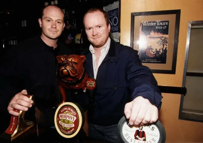 Framed Print : Steve McFadden and Ross Kemp in the Bar of the Pub the Queen Victoria on the set of