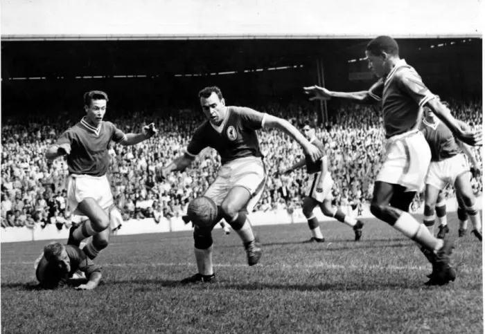 Framed Print : and Steve Mokone battle for the ball in the Liverpool goalmouth during their teams 3-2 Framed Print : and Steve Mokone battle for the ball in the Liverpool goalmouth during their teams 3-2