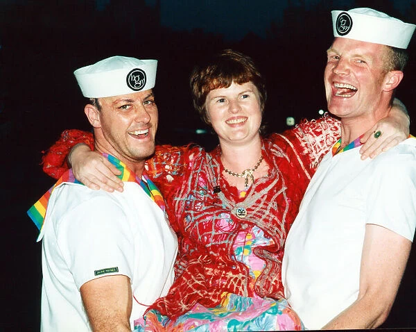 Steve Nolan-Hilton and Bill Hodgson get ready for Mardi-Gras with designer Jackie Haynes