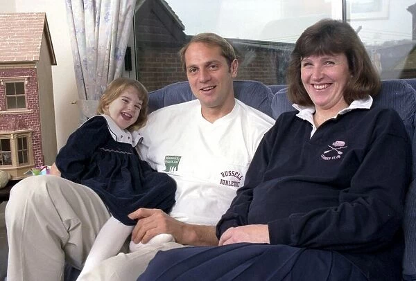 Steve Redgrave, British Olympic rower with his wife Anne and daughter