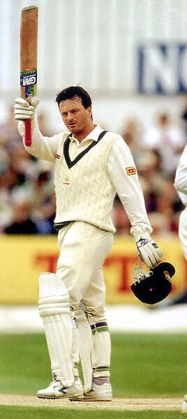 Steve Waugh Australian Cricketer celebrating after scoring 100 runs against England at