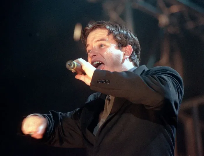 Framed Print : Steven Gateley of pop group Boyzone December 1999 singer singing performing at the SSEC Framed Print : Steven Gateley of pop group Boyzone December 1999 singer singing performing at the SSEC