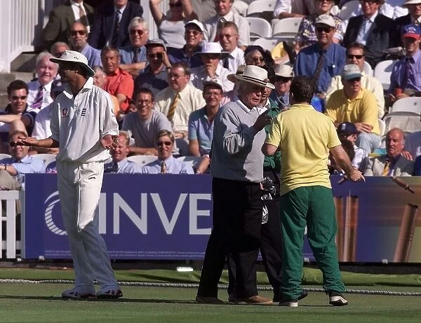 Stewards stop cricket fans protest at Lords July 1999 during the second day