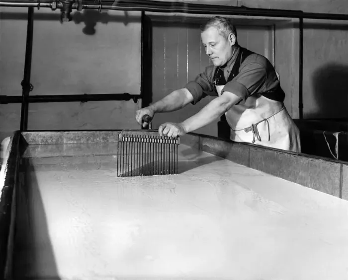 Framed Print : Stilton cheese feature. Reg Shilton, aged 40, of Biggin Framed Print : Stilton cheese feature. Reg Shilton, aged 40, of Biggin