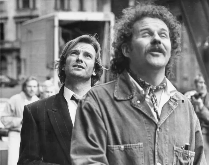 Framed Print : Sting and film director Mike Figgis on location in Newcastle during the filming of Framed Print : Sting and film director Mike Figgis on location in Newcastle during the filming of