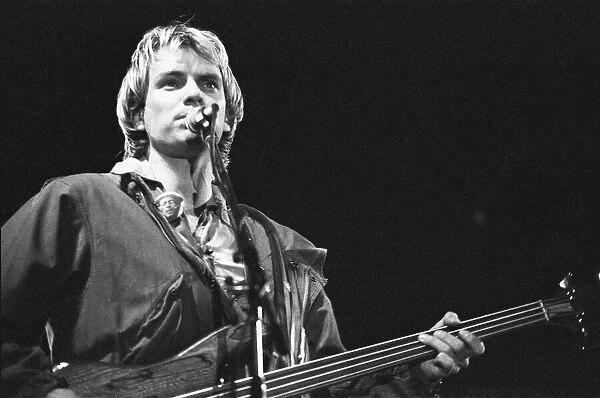 Sting lead singer of The Police, seen here performing on stage on the opening night of