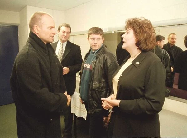 Sting meets Chronicle competition winner Gill Clark backstage at the Newcastle Arena