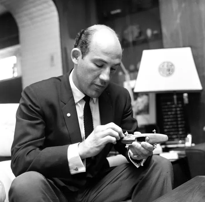 Framed Print : Stirling Moss Pictured during his 1964 interview with The Mirror