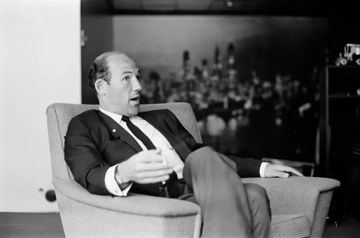 Framed Print : Stirling Moss Pictured during his 1964 interview with The Mirror