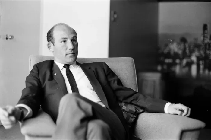 Framed Print : Stirling Moss Pictured during his 1964 interview with The Mirror
