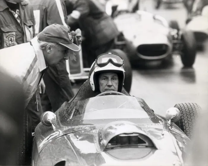 Framed Print : stirling moss on the starting grid at oulton park in a single seater ferrari dino about Framed Print : stirling moss on the starting grid at oulton park in a single seater ferrari dino about