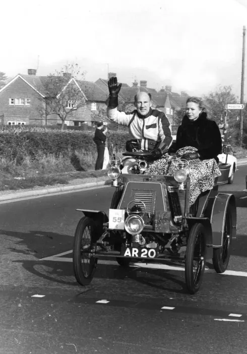 Framed Print : Stirling Moss taking part in the London to Brighton Rally - November 1978 Framed Print : Stirling Moss taking part in the London to Brighton Rally - November 1978