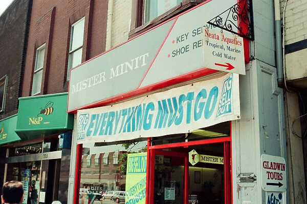 Stockton High Street Shops, 29th June 1993. Mister Minit, Key Service, Shoe Repair