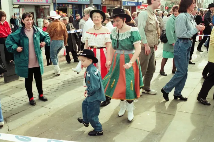 Framed Print : The Stockton Line Dance world record attempt in Stockton town centre. 3rd March 1997 Framed Print : The Stockton Line Dance world record attempt in Stockton town centre. 3rd March 1997