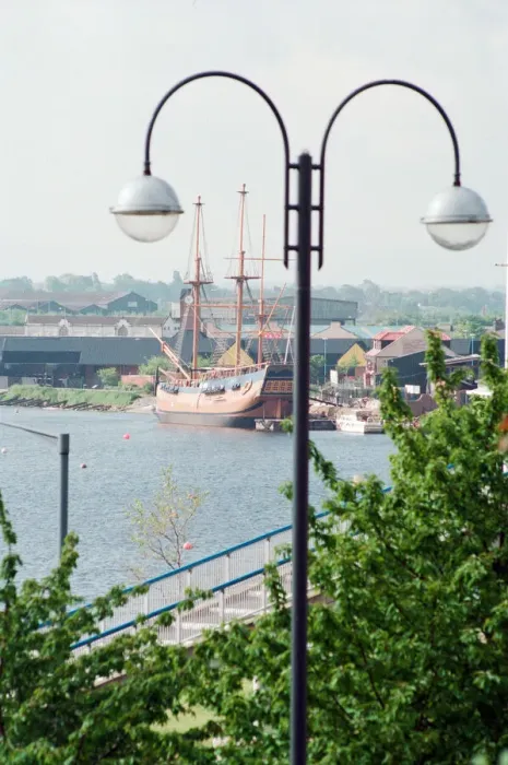 Framed Print : Stockton Riverside Development, 1st June 1995. Replica of the Tall Ship Endeavour Framed Print : Stockton Riverside Development, 1st June 1995. Replica of the Tall Ship Endeavour
