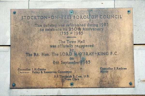 Stockton Town Hall Plaque, Stockton, 23rd September 1997