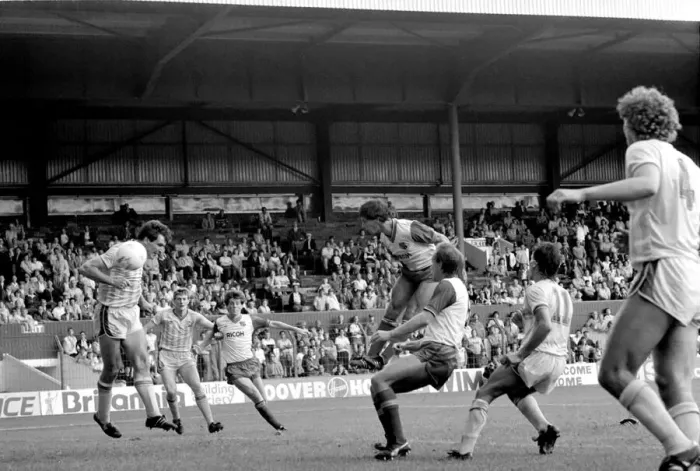 Framed Print : Stoke 2 v. Sheffield Wednesday 1 (Farrell). September 1984 MF17-16-014