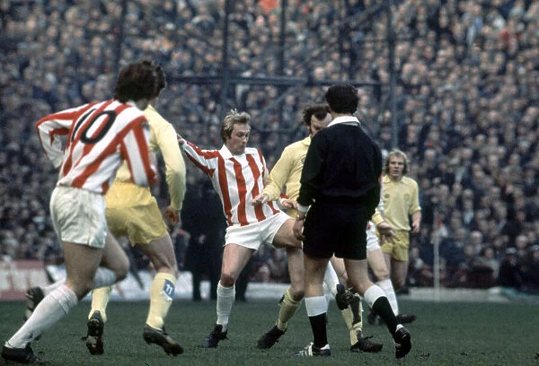 Stoke City 3 v. Leeds 2. Jimmy Greenhoff. 23rd February 1974