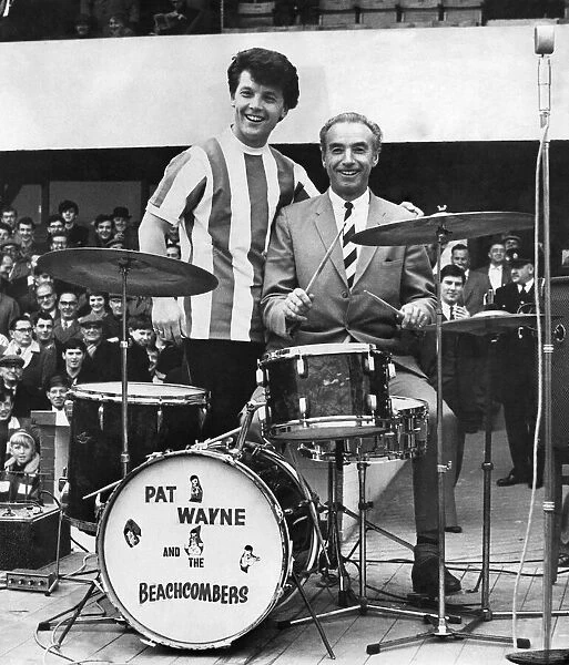 Stoke City player Stanly Matthews playing the drums with Pat Wayne and the Beachcombers