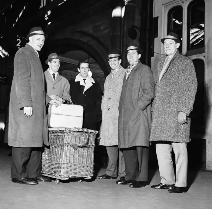 Framed Print : Stoke City players at railway station to begin Journey to Bristol Framed Print : Stoke City players at railway station to begin Journey to Bristol