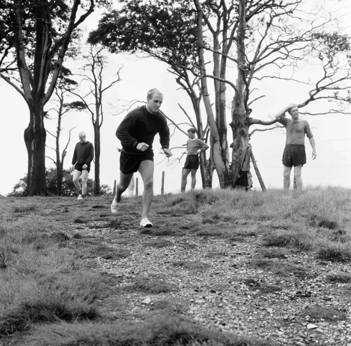 Framed Print : Stoke City pre-season training in Trentham Park, 22nd July 1965 Framed Print : Stoke City pre-season training in Trentham Park, 22nd July 1965