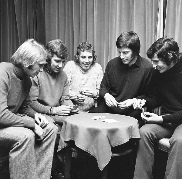 Stoke City team mates relax at the Lyam Hotel in Cheshire, enjoying a quiet game of cards
