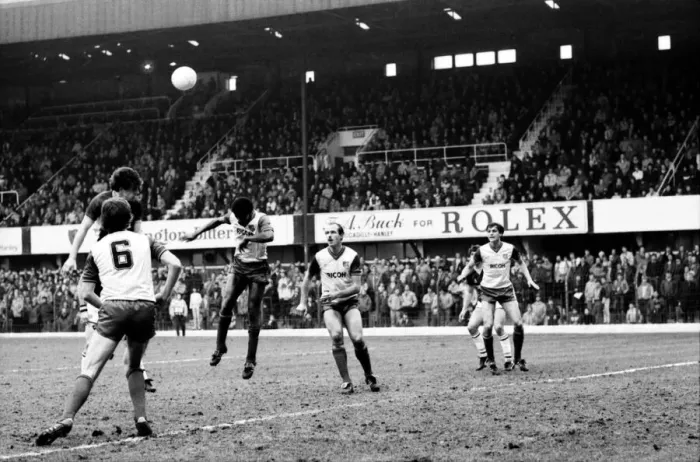 Framed Print : Stoke v. Aston Villa. March 1984 MF14-21-047 The final score was a one nil