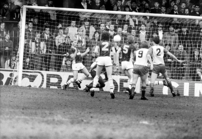 Framed Print : Stoke v. Aston Villa. March 1984 MF14-21-050 The final score was a one nil Framed Print : Stoke v. Aston Villa. March 1984 MF14-21-050 The final score was a one nil