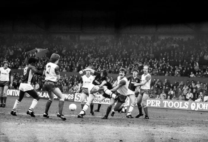 Framed Print : Stoke v. Aston Villa. March 1984 MF14-21-063 The final score was a one nil Framed Print : Stoke v. Aston Villa. March 1984 MF14-21-063 The final score was a one nil