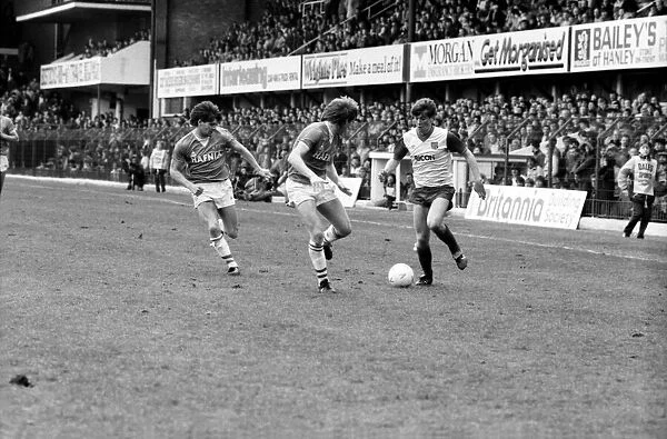 Stoke v. Everton. April 1985 MF21-51a-025 The final score was a two nil victory to