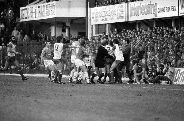 Stoke v. Everton. April 1985 MF21-51a-029 The final score was a two nil victory to