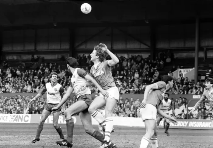Framed Print : Stoke v. Everton. April 1985 MF21-51a-065 The final score was a two nil victory to Framed Print : Stoke v. Everton. April 1985 MF21-51a-065 The final score was a two nil victory to