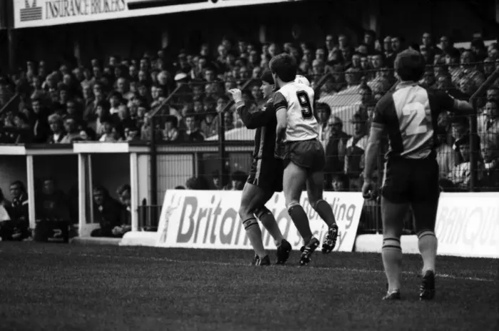 Framed Print : Stoke. v. Southampton. October 1984 MF18-03-056 The final score was a three one Framed Print : Stoke. v. Southampton. October 1984 MF18-03-056 The final score was a three one