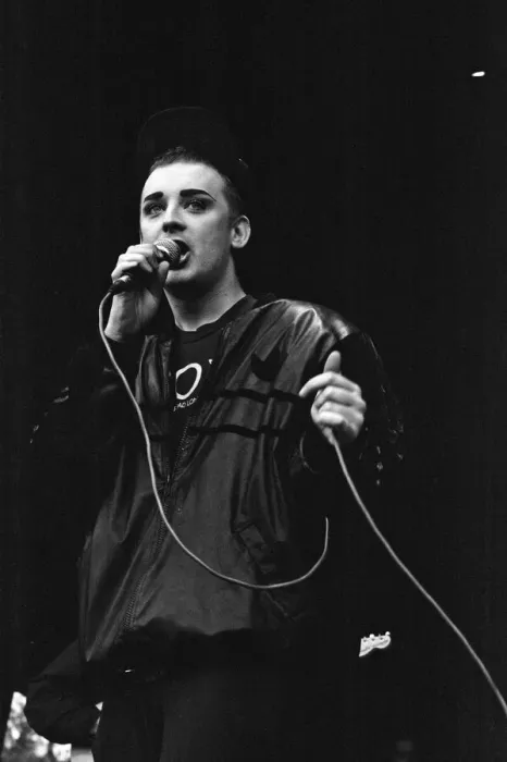 Framed Print : Stop the Clause Gay rights demonstration. Boy George. 30th April 1988 Framed Print : Stop the Clause Gay rights demonstration. Boy George. 30th April 1988