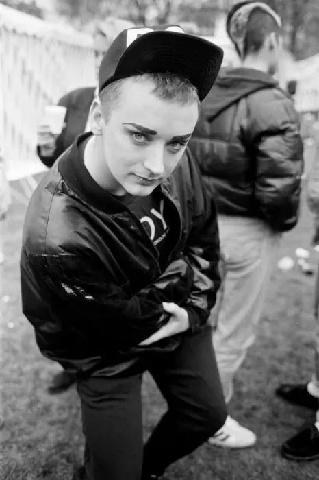 Framed Print : Stop the Clause Gay rights demonstration. Boy George. 30th April 1988 Framed Print : Stop the Clause Gay rights demonstration. Boy George. 30th April 1988