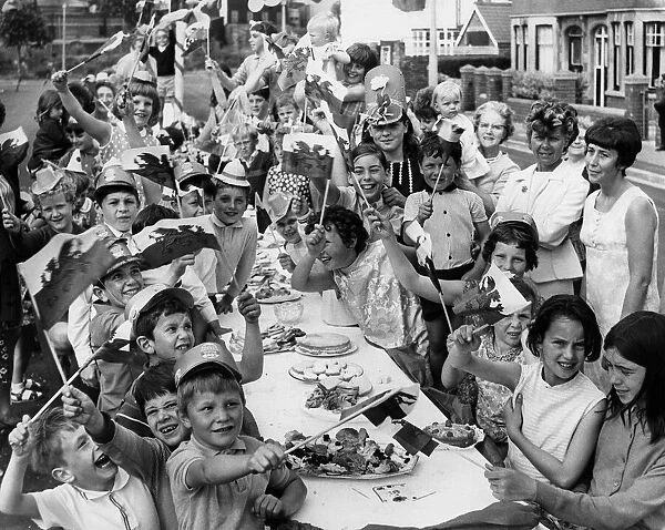 A street party for the Investiture of Prince Charles. Abercynon Street, Grangetown