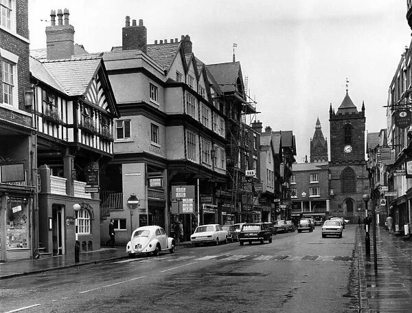 Street scene in Chester, Cheshire. 11th July 1969