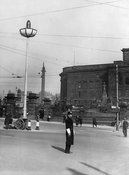 Street scene at the Old Haymarket in Liverpool, showing one of the new four erected '
