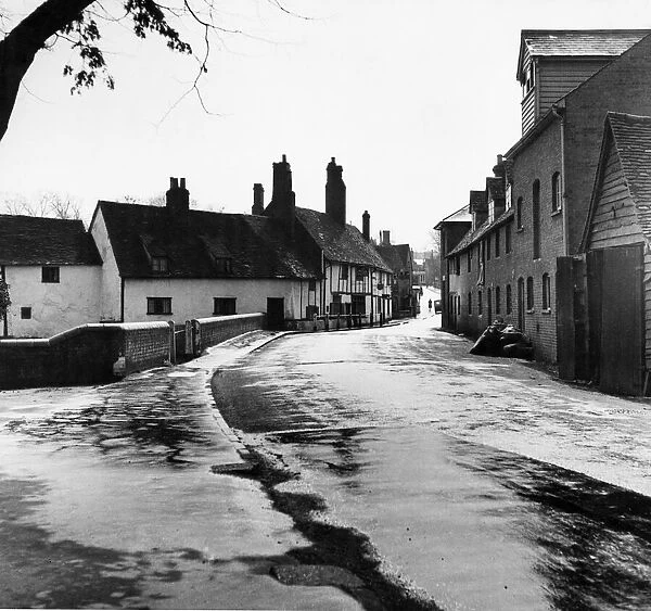 Street scene showing the cottages in Wheathampstead near St Albans, Hertfordshire