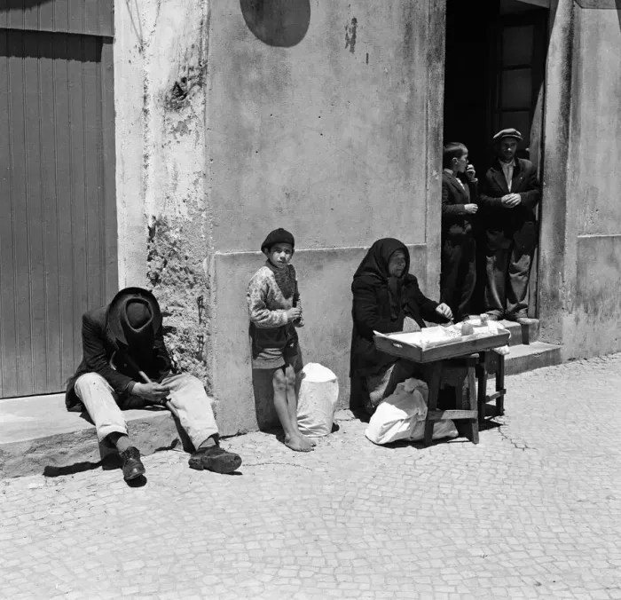 Framed Print : Street scene in Torre Vedras, Portugal. 9th June 1959