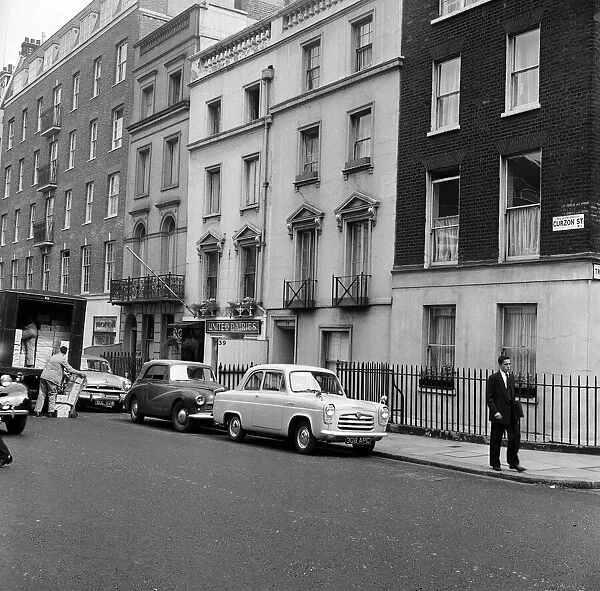 Street scenes in Mayfair, London. Curzon Street. 20th June 1956