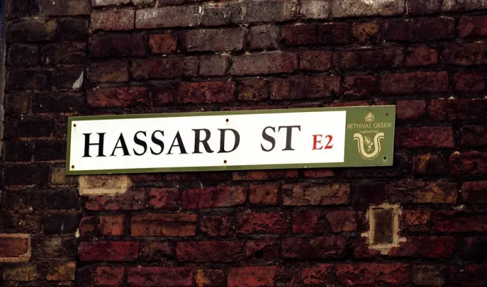 Framed Print : Street sign for Hassard Street in Bethnal Green London where the great grandparents of
